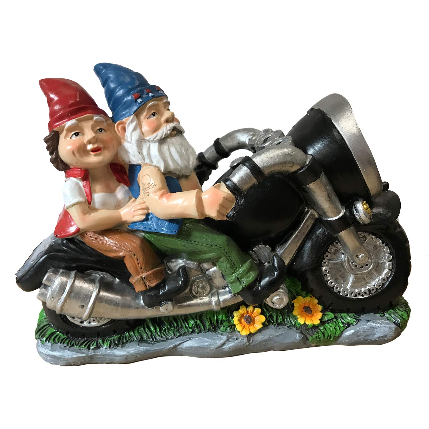 CT DISCOUNT STORE Biker Garden Gnomes Couple On Motorcycle