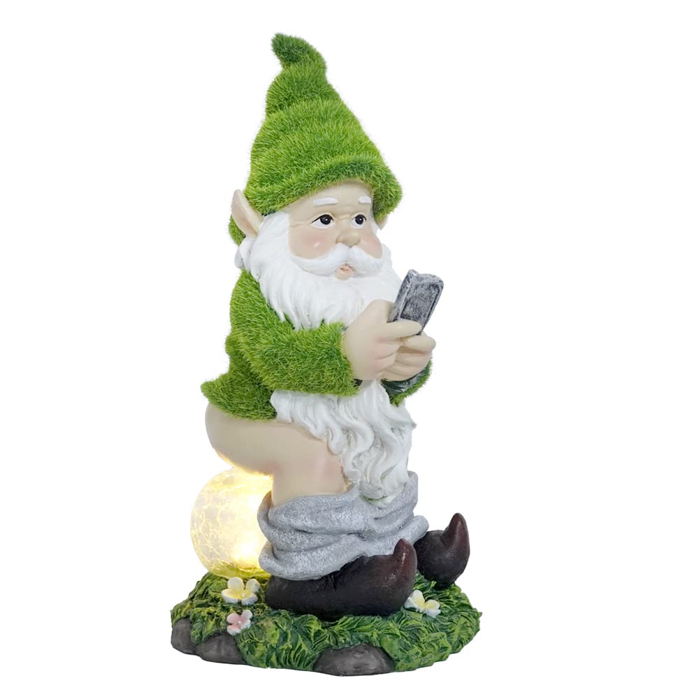 YQQY Funny Garden Gnomes Outdoor with Solar Lights