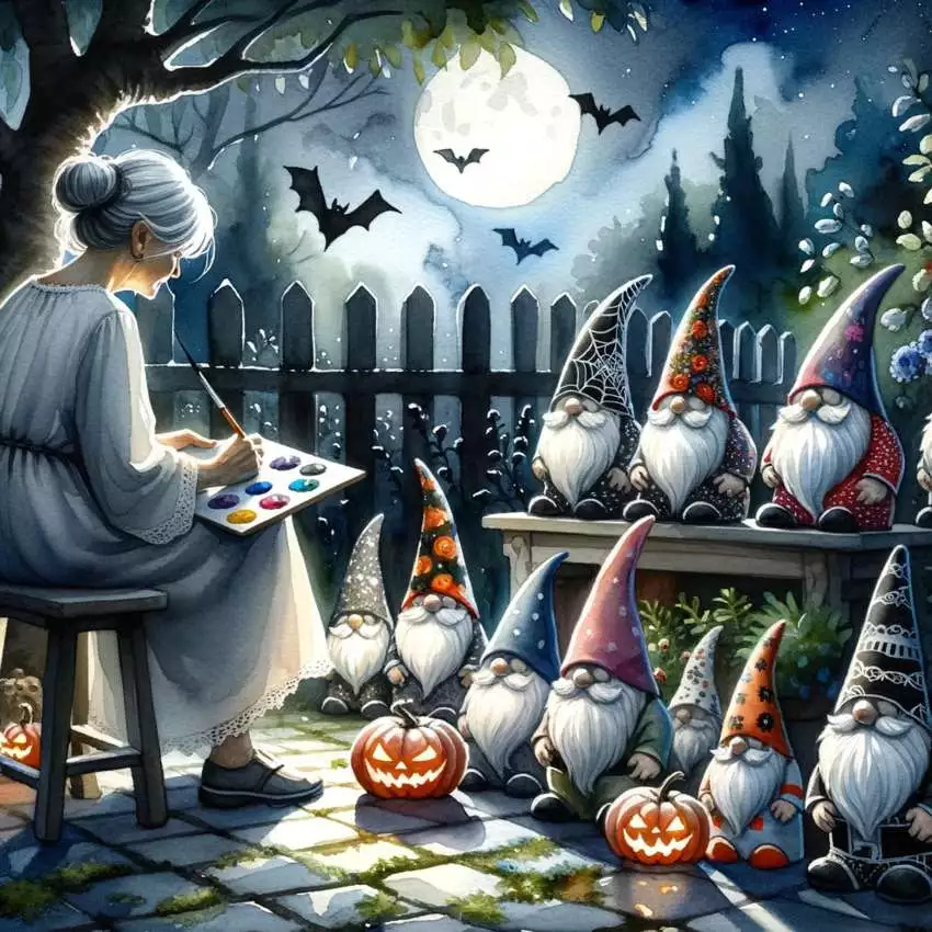 Painting Halloween gnomes