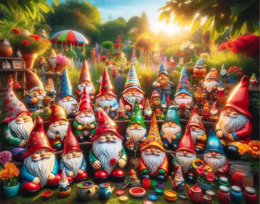 Group of gnomes with paint